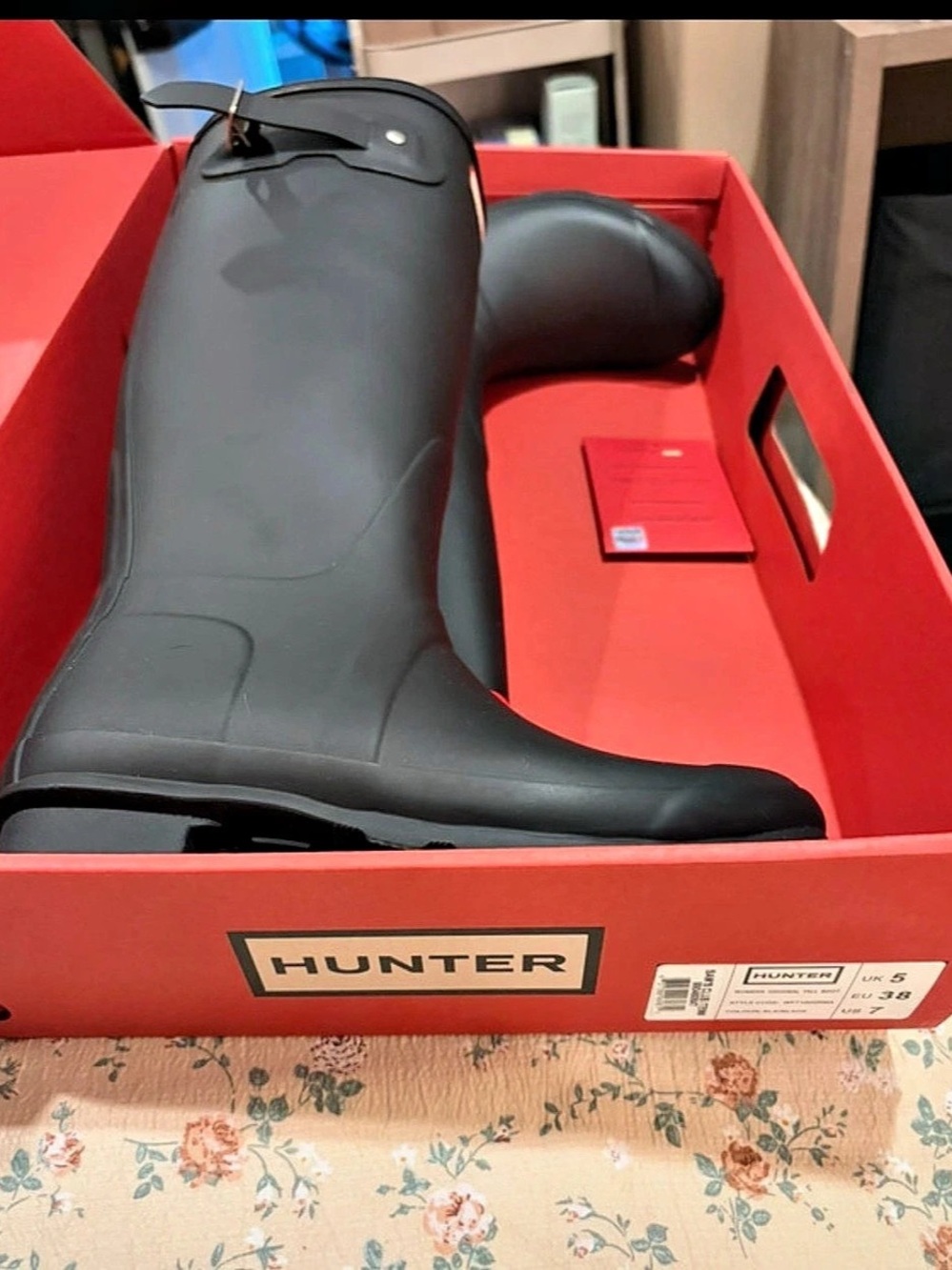 Hunter Original Tall Matte Rain Boots Black US 5